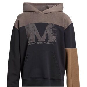 Maison Martin Margiela Black and Brown Colorblock Logo Hoodie